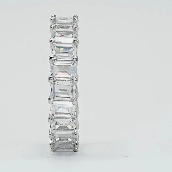 "925 Sterling Silver Plated Clear CZ Eternity Wedding/Engagement  UNVN12103 - Picture 7 of 7